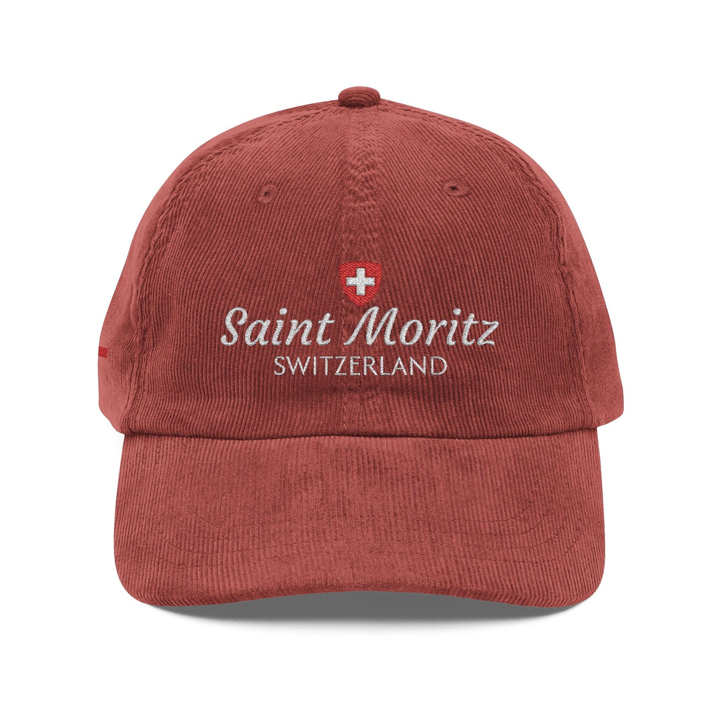 Saint Moritz Switzerland Embroided Daddy Cap (Red)