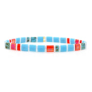 Mosaic-style bracelet with turquoise, red, and green beads inspired by Capri