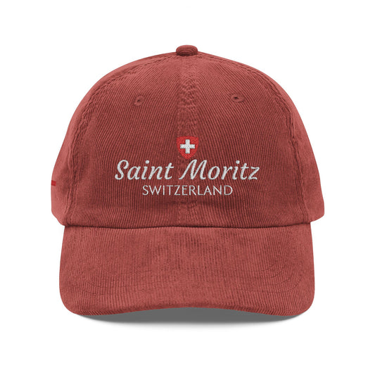 Saint Moritz Switzerland Embroided Daddy Cap (Red)