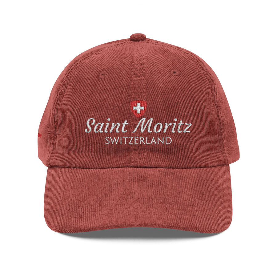 Saint Moritz Switzerland Embroided Daddy Cap (Red)