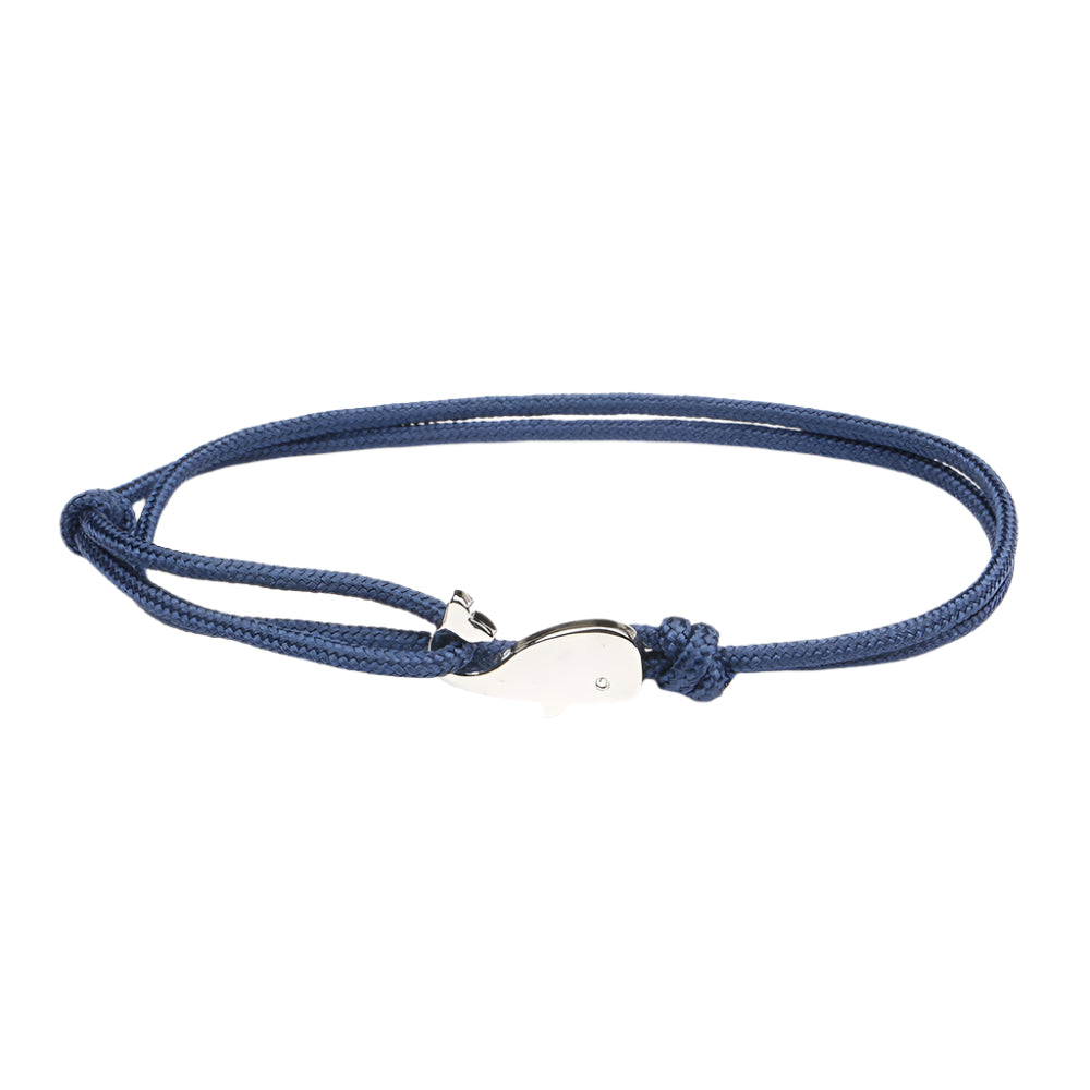 Navy bracelet with silver whale charm