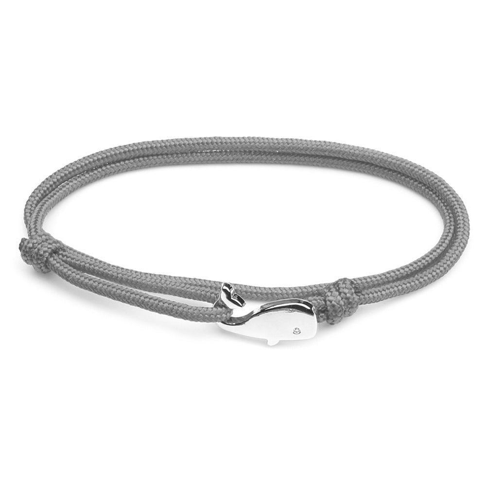 Grey bracelet with silver whale charm