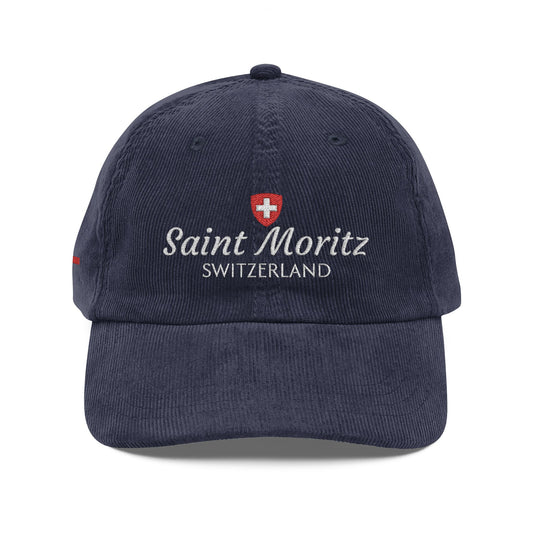 Saint Moritz Switzerland Embroided Daddy Cap (Navy Blue)