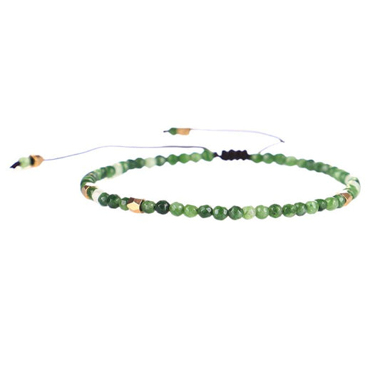 Hand Woven Stone Bead Bracelet - Green