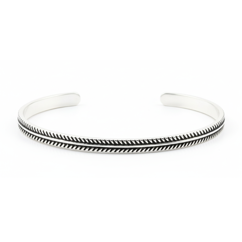 Silver bracelet on a white background