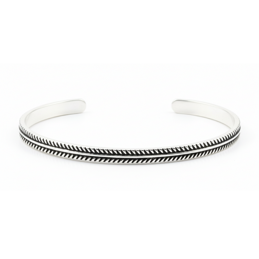 Silver bracelet on a white background