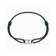 Nylon Thread With Silver Hoop "Indah" Bracelet (Bottle Green)