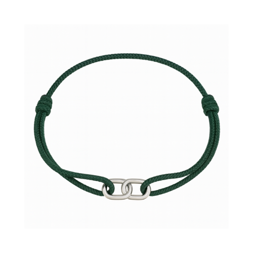 Nylon Thread With Silver Hoop "Indah" Bracelet (Bottle Green)