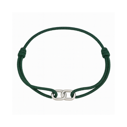 Nylon Thread With Silver Hoop "Indah" Bracelet (Bottle Green)