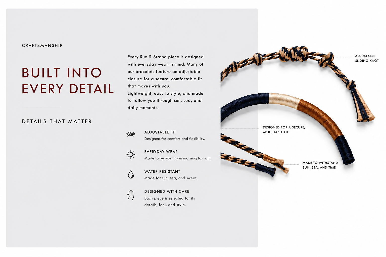 Rue & Strand craftsmanship details