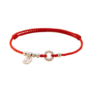 Kyoto Red – Braided Bracelet with Sterling Silver