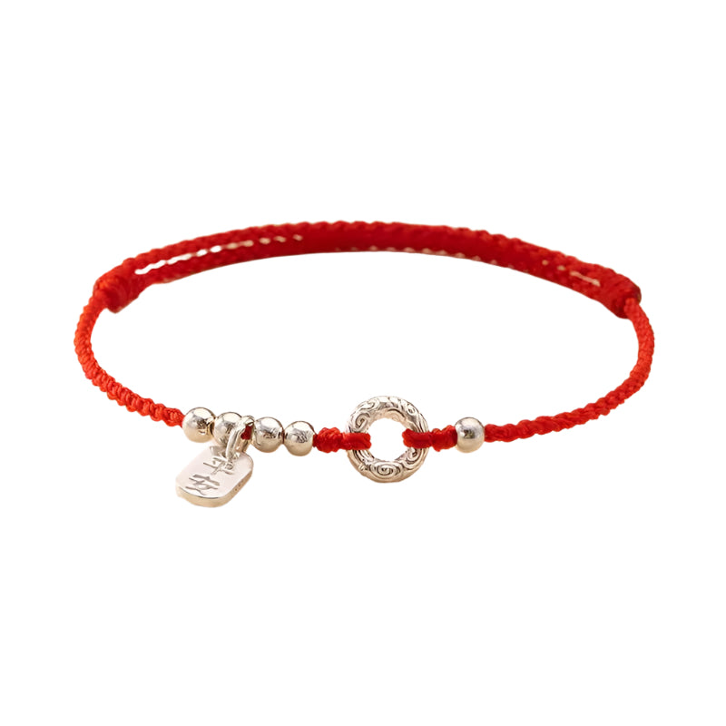 Kyoto Red – Braided Bracelet with Sterling Silver