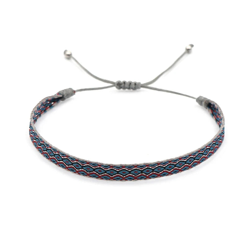 Capri Layers Bracelet showcasing braided ivory, colorful weave, and silver accents.