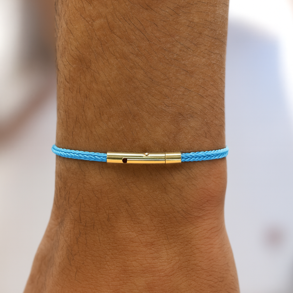 2mm Sailing Cord Bracelet With Sterling Silver Lock (Ocean Breeze)