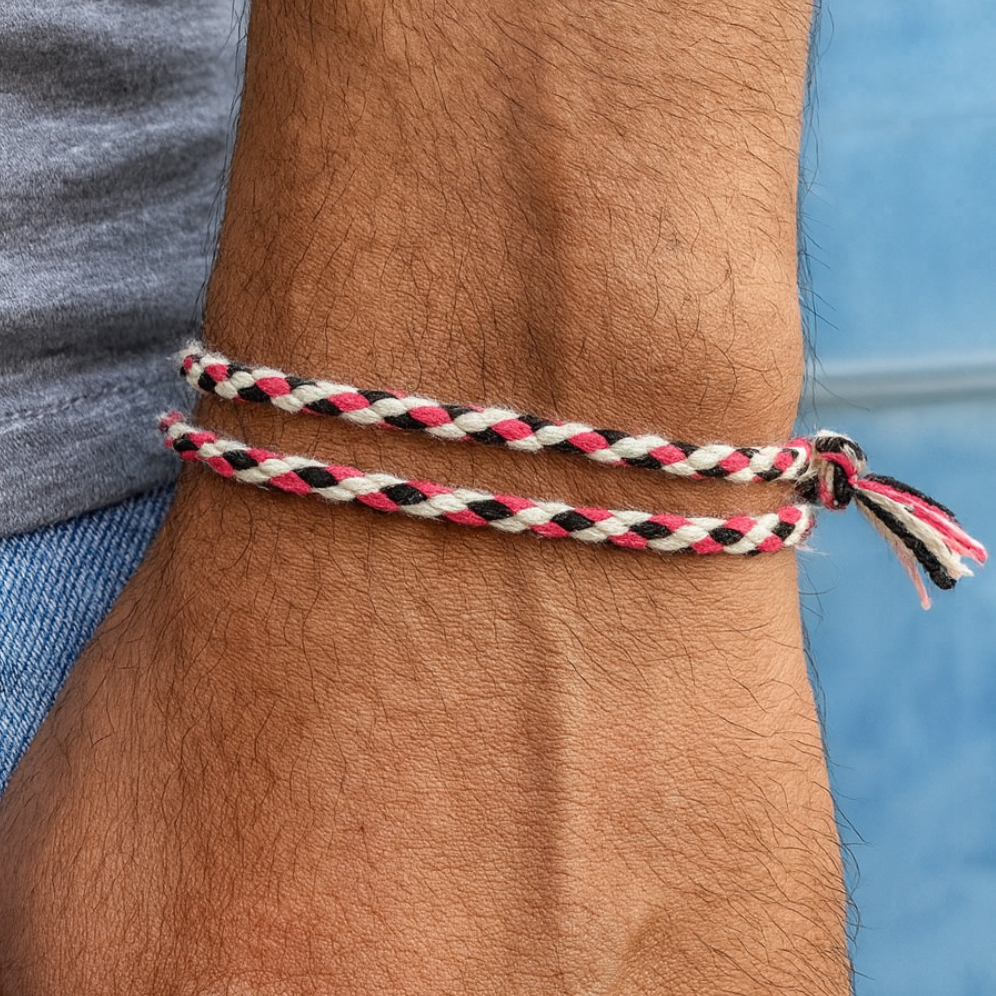 Pranayama Cotton Bracelet (Coral Noir)