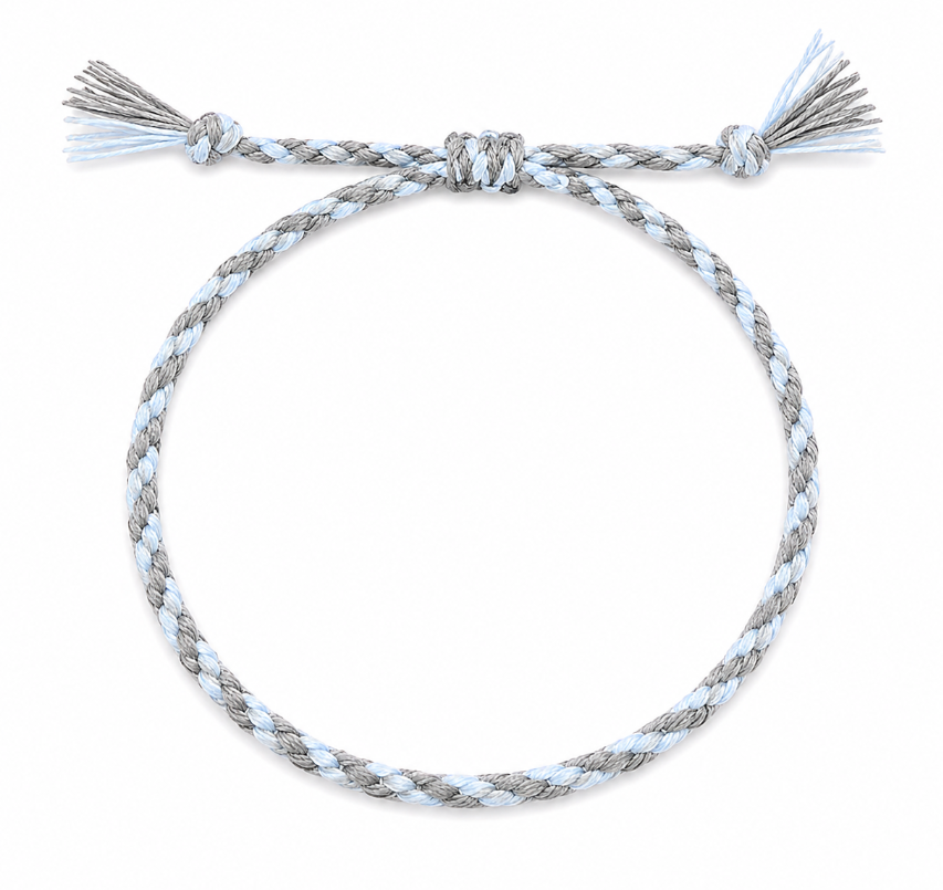 Cotton ”Neraya” Bracelet (Grey/Light Blue)