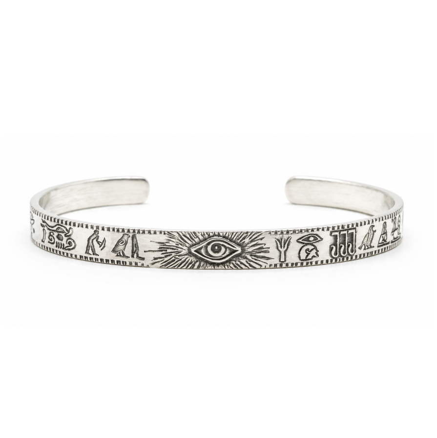 Hand-Forged “Tutankhamun” Silver Bangle