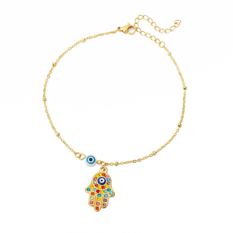 Hamsa Hand Evil Eye Bracelet - Gold