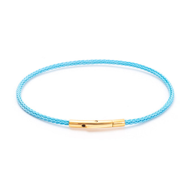 2mm Sailing Cord Bracelet With Sterling Silver Lock in sky blue, named Ocean Breeze