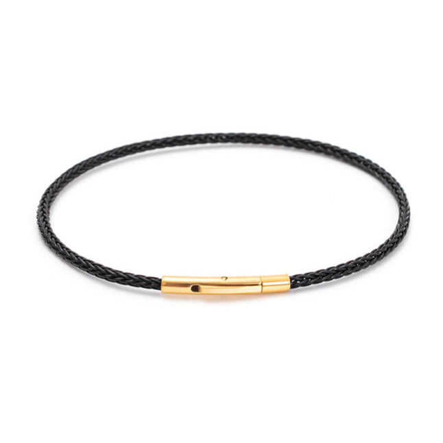 2mm Night Black sailing cord bracelet with gold sterling silver lock – Rue & Strand