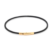 2mm Night Black sailing cord bracelet with gold sterling silver lock – Rue & Strand