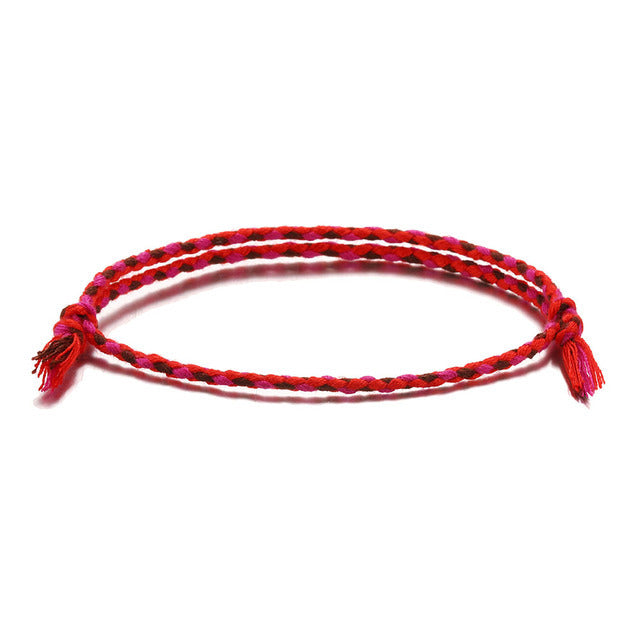 Unity Tibetan String Bracelet with vibrant handcrafted knotwork symbolizing harmony.