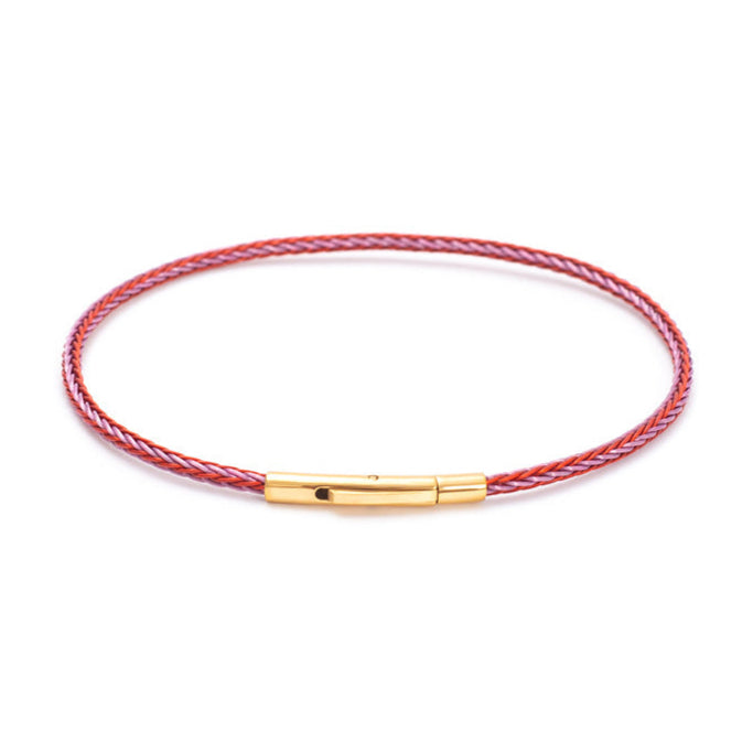 Florence Red 2mm braided rope bracelet with gold clasp – Rue & Strand