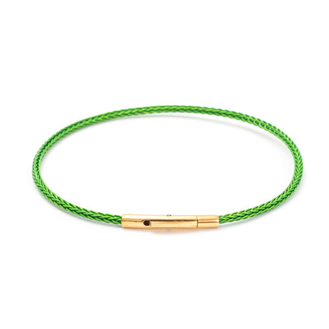 2mm Sailing Cord Bracelet With Sterling Golden Lock (Emerald Tide)